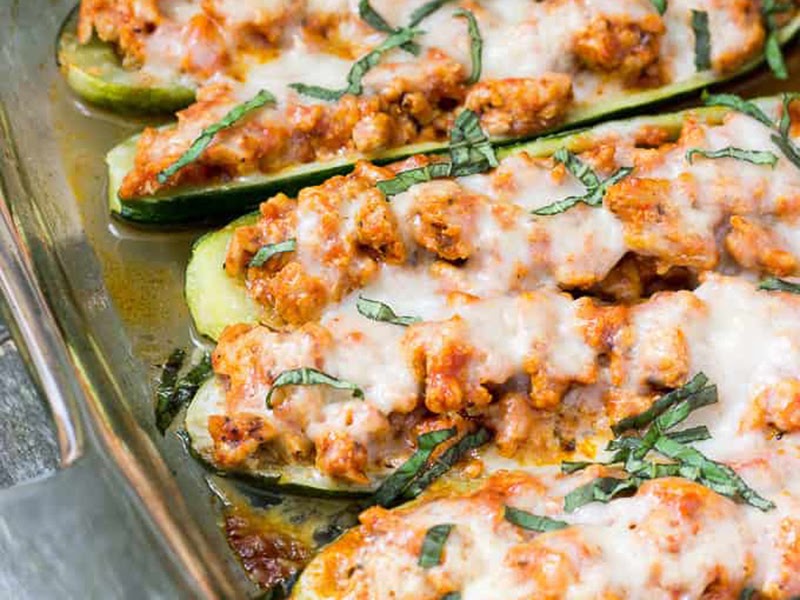 Chicken Parmesan Zucchini Boats