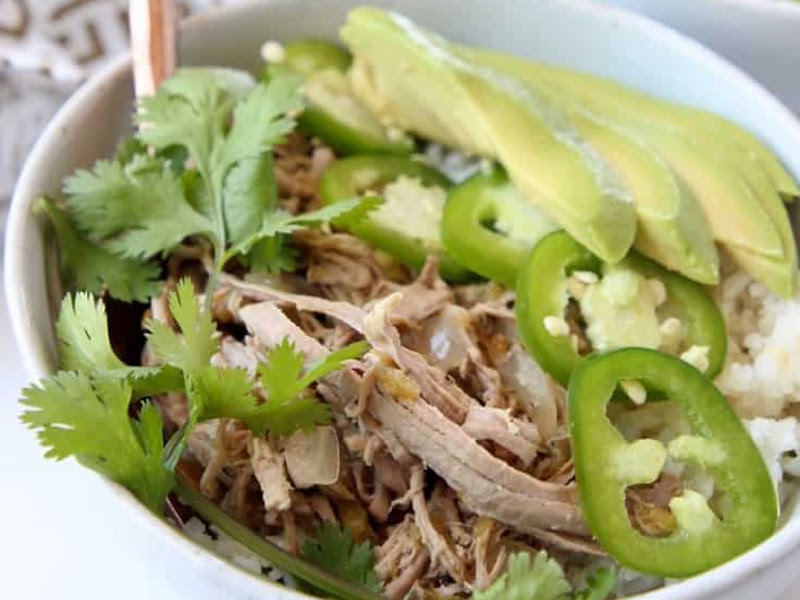 Slow Cooker Green Chili Pulled Pork Bowl