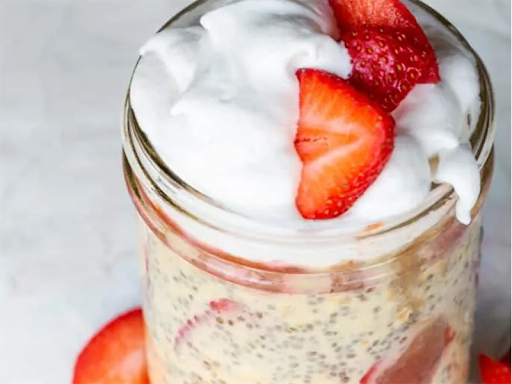 Strawberry Rhubarb Protein Overnight Oats
